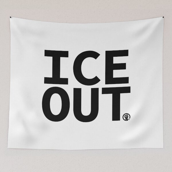 Item preview, ICE OUT with solidarity fist (black) designed and sold by Thelittlelord.