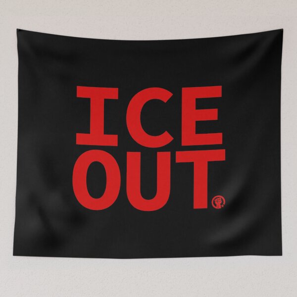 Item preview, ICE OUT with solidarity fist (red) designed and sold by Thelittlelord.
