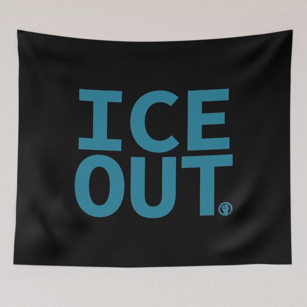 Item preview, ICE OUT with solidarity fist (subtle blue) designed and sold by Thelittlelord.