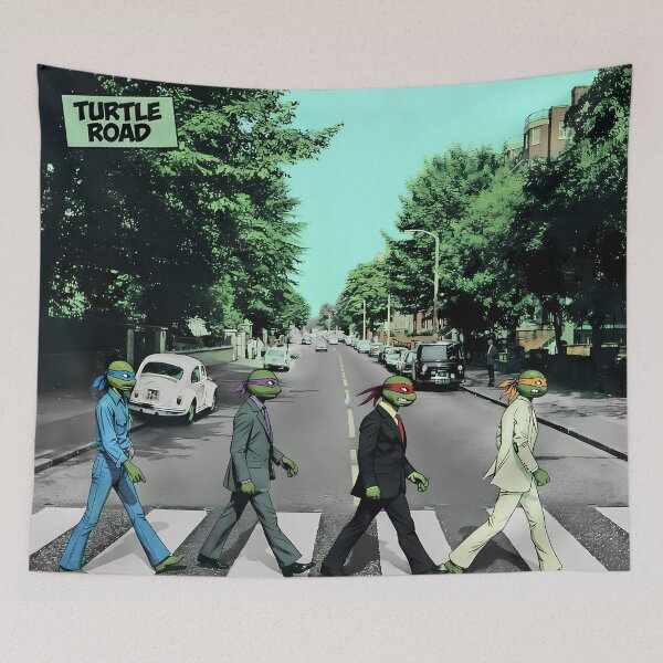Item preview, Ninja Turtles Abbey Road Parody - Turtle Road Crossing - Leonardo Raphael Michelangelo Donatello Fan Art designed and sold by JawKneeArt.
