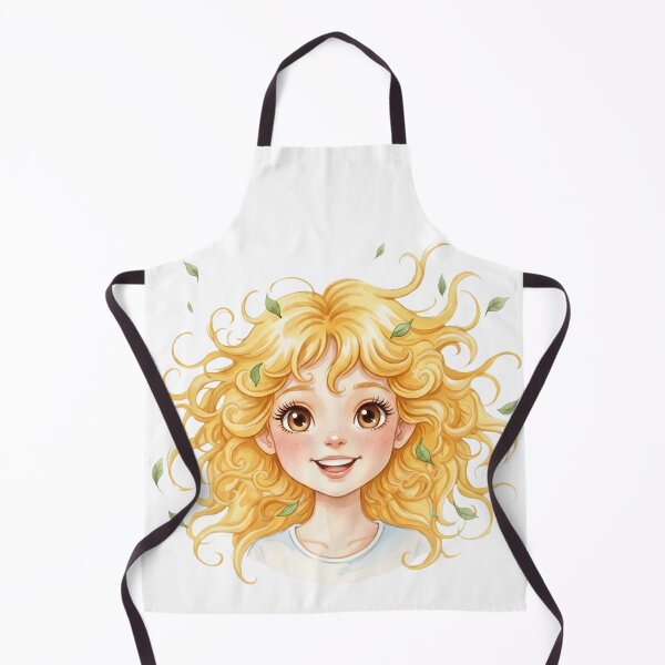 Item preview, Happy Blonde Girl with Swirling Curls and Falling Leaves designed and sold by VibranPalette.