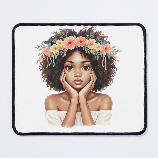 Item preview, Girl with Afro Hair and Flower Crown Illustration designed and sold by VibranPalette.