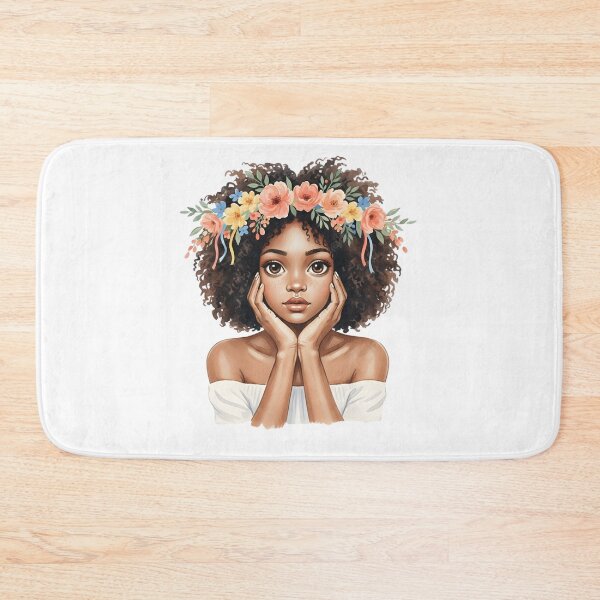 Item preview, Girl with Afro Hair and Flower Crown Illustration designed and sold by VibranPalette.