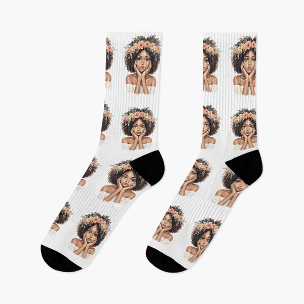 Item preview, Girl with Afro Hair and Flower Crown Illustration designed and sold by VibranPalette.