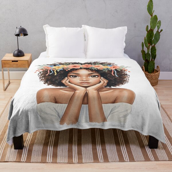 Item preview, Girl with Afro Hair and Flower Crown Illustration designed and sold by VibranPalette.