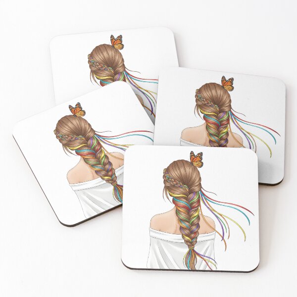 Item preview, Braided Hair with Colorful Ribbons and Butterfly designed and sold by VibranPalette.