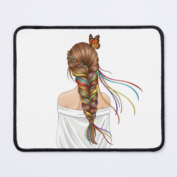 Item preview, Braided Hair with Colorful Ribbons and Butterfly designed and sold by VibranPalette.