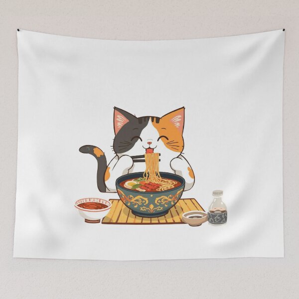 Item preview, Cute cat eating Ramen designed and sold by JosueShop101.