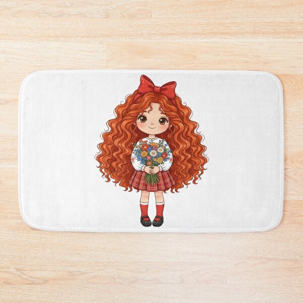 Item preview, Cute Redhead Girl with Flower Bouquet Illustration designed and sold by VibranPalette.