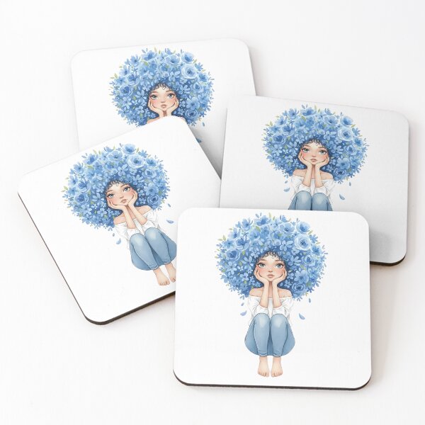 Item preview, Girl with Blue Flower Afro Illustration designed and sold by VibranPalette.