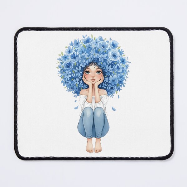 Item preview, Girl with Blue Flower Afro Illustration designed and sold by VibranPalette.