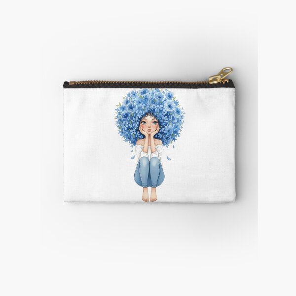 Item preview, Girl with Blue Flower Afro Illustration designed and sold by VibranPalette.