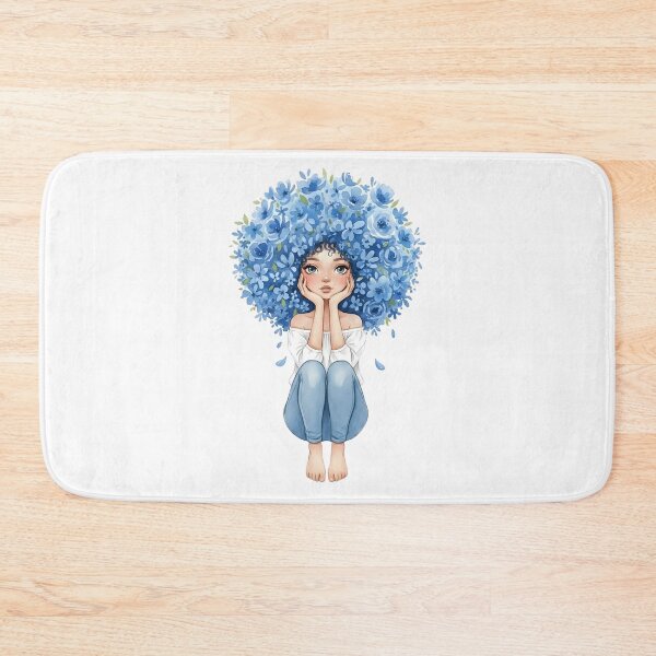 Item preview, Girl with Blue Flower Afro Illustration designed and sold by VibranPalette.