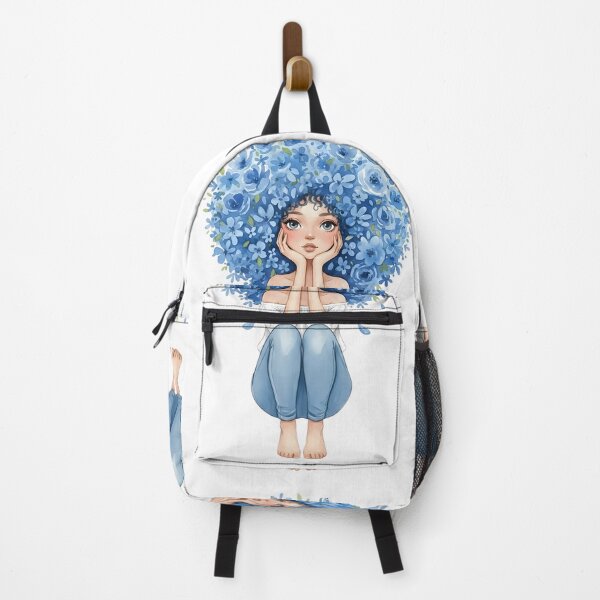 Item preview, Girl with Blue Flower Afro Illustration designed and sold by VibranPalette.
