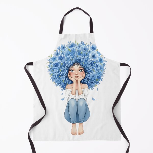 Item preview, Girl with Blue Flower Afro Illustration designed and sold by VibranPalette.