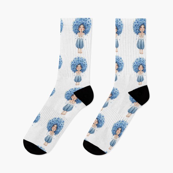 Item preview, Girl with Blue Flower Afro Illustration designed and sold by VibranPalette.