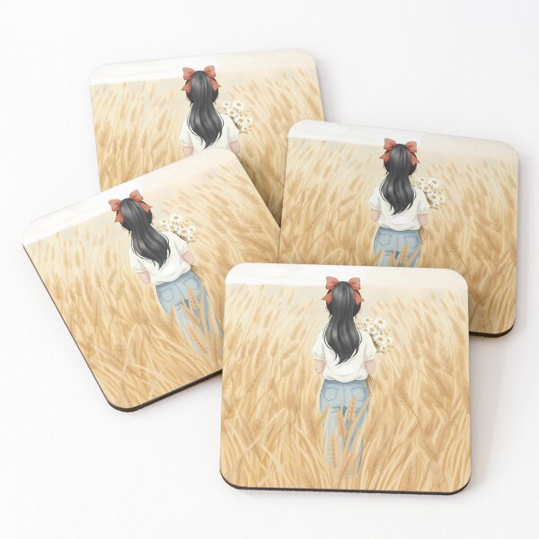 Item preview, Girl with Flowers in Wheat Field - Back View designed and sold by VibranPalette.