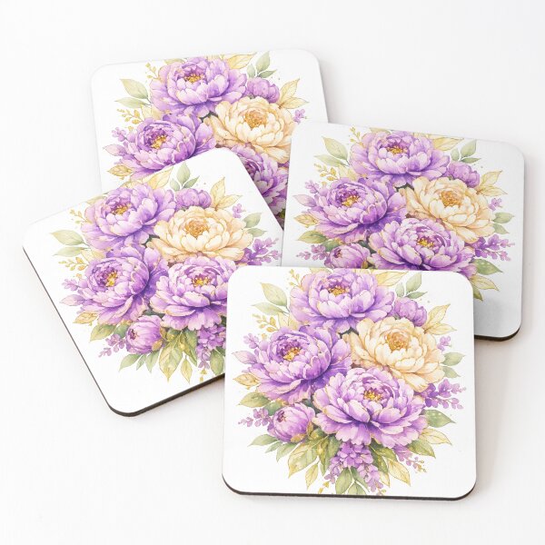 Item preview, Purple and Gold Peonies Romantic Floral Pattern designed and sold by scicilysimonee.