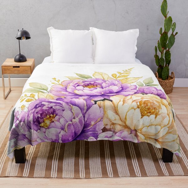 Item preview, Purple and Gold Peonies Romantic Floral Pattern designed and sold by scicilysimonee.