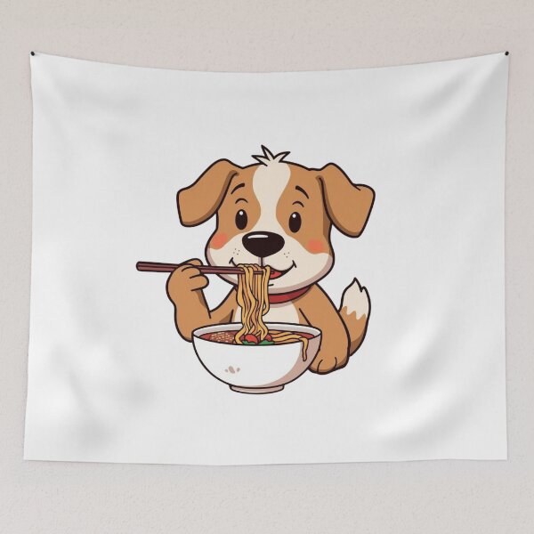 Item preview, Cartoon dog eating ramen  designed and sold by JosueShop101.