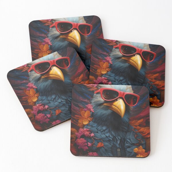 Item preview, Stylish Eagle: King of Style with Flowers and Glasses designed and sold by Hipatye26.