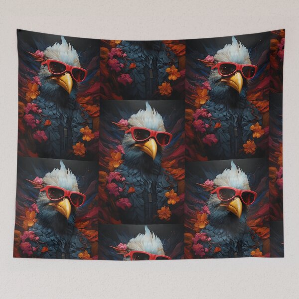 Item preview, Stylish Eagle: King of Style with Flowers and Glasses designed and sold by Hipatye26.