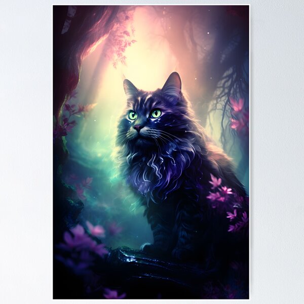 Item preview, Magic Cat in the Enchanted Forest designed and sold by Hipatye26.