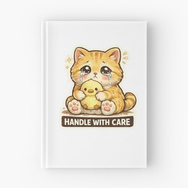 Item preview, Handle With Care Cute Crying Kitten Sticker Soft Mental Health Cat Design designed and sold by MrDev.
