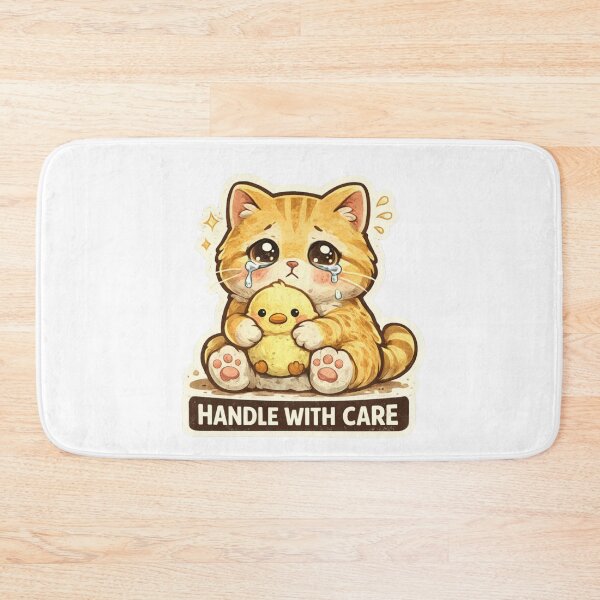 Item preview, Handle With Care Cute Crying Kitten Sticker Soft Mental Health Cat Design designed and sold by MrDev.