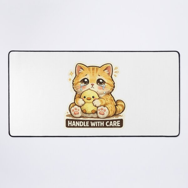 Item preview, Handle With Care Cute Crying Kitten Sticker Soft Mental Health Cat Design designed and sold by MrDev.