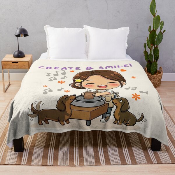 Item preview, Create & Smile – Girly Cozy Day Ceramic Art Illustration designed and sold by Beeform.