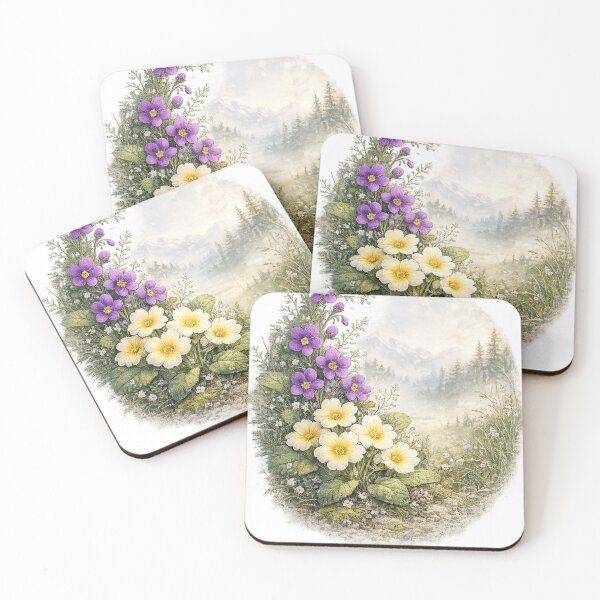 Item preview, February Birth Flower - Violet and Primrose designed and sold by DreamFlowDesign.