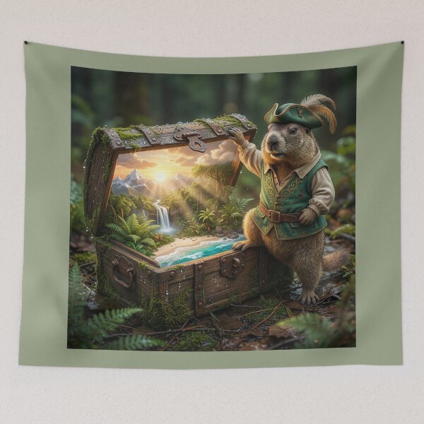 Item preview, Groundhog Pirate Opens Treasure Chest designed and sold by Tridentulus.