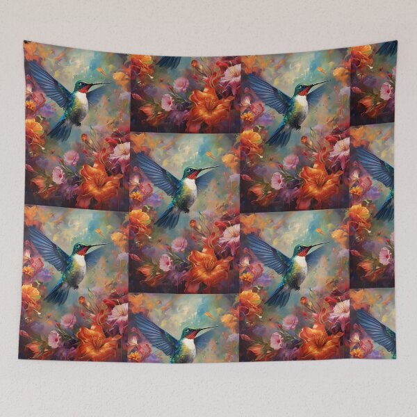 Item preview, Rainbow Hummingbird: Dance Among Vibrant Flowers designed and sold by Hipatye26.