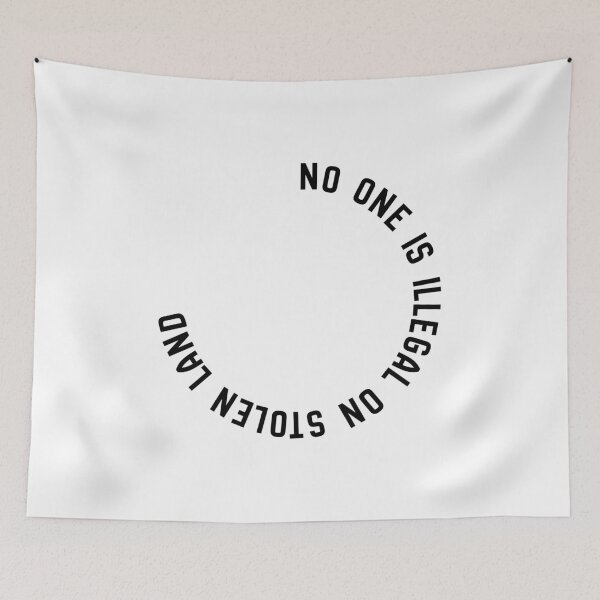 Item preview, NO ONE IS ILLEGAL ON STOLEN LAND. NO HUMAN IS ILLEGAL. WE ARE ONE. designed and sold by Cosmic Collective Print.