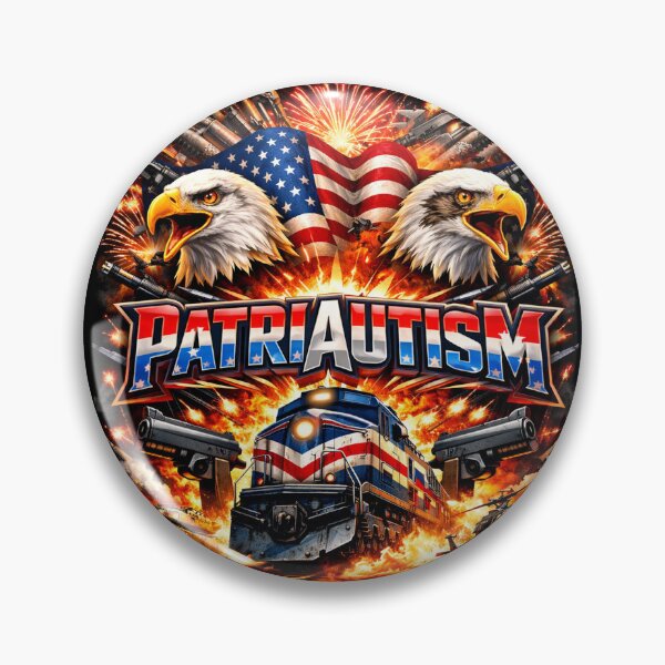 Item preview, PatriAutism: Patriotic Autism/ADHD Neurodivergent Awareness Patriotism American Flag Rifle Bald Eagle Train Shirt Logo designed and sold by MnDShirts.