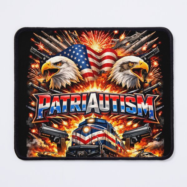 Item preview, PatriAutism: Patriotic Autism/ADHD Neurodivergent Awareness Patriotism American Flag Rifle Bald Eagle Train Shirt Logo designed and sold by MnDShirts.
