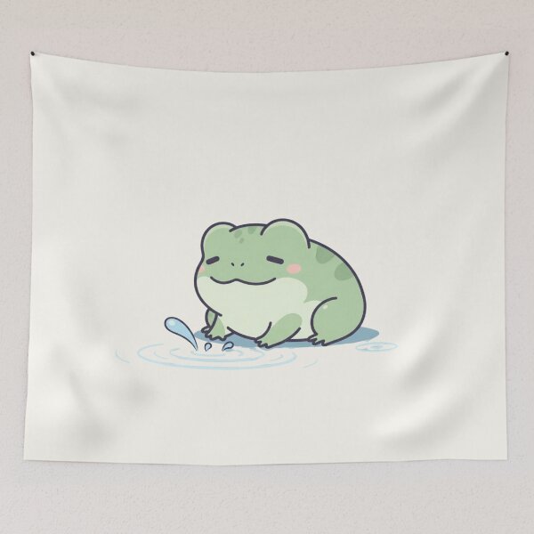 Item preview, Cute Kawaii Frog Splashing Water – Adorable Pastel Green Frog Illustration designed and sold by soletstudio.