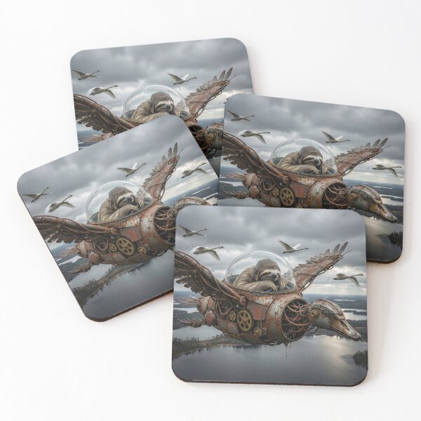 Item preview, Sloth Flies His Duck Mobile with Swans designed and sold by Tridentulus.