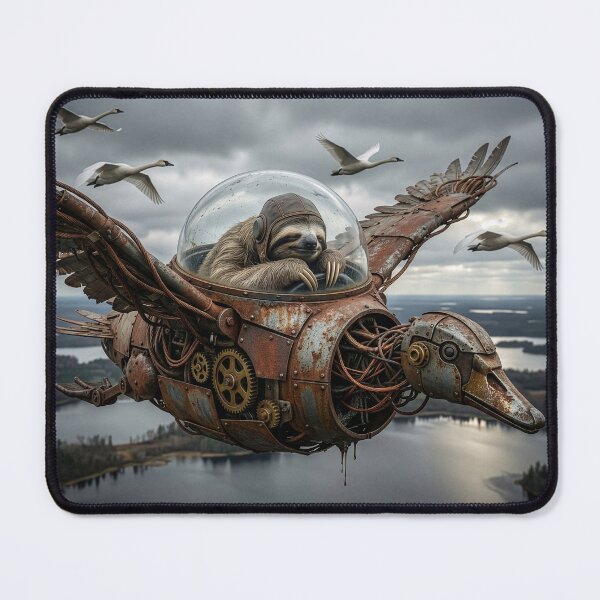 Item preview, Sloth Flies His Duck Mobile with Swans designed and sold by Tridentulus.