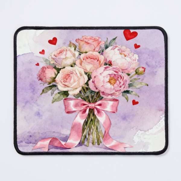 Item preview, Romantic Bouquet – Watercolor Flowers with Hearts designed and sold by Cristhian Almanza.