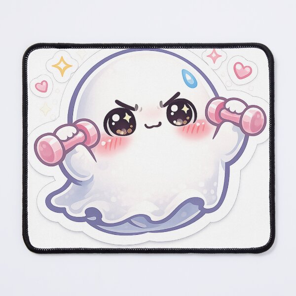 Item preview, Cute Gym Ghost PNG – Kawaii Fitness Ghost Lifting Dumbbells, Funny Spooky Workout Sticker Design for T-Shirt Halloween Gift designed and sold by AestheticLoveArt.