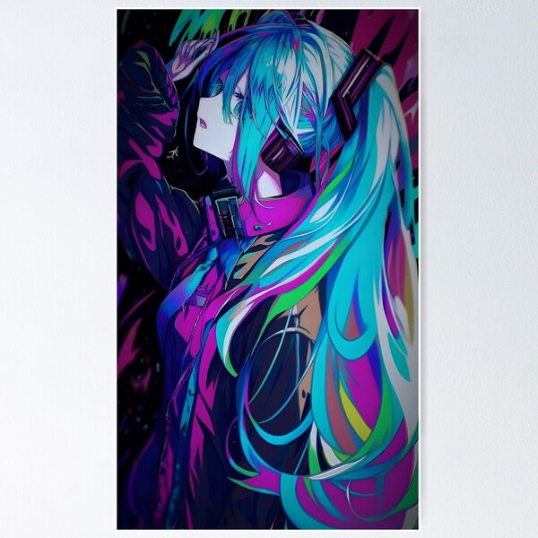 Item preview, Hatsune Miku - Neon Cyber Idol Girl | Futuristic Anime Synthwave Aesthetic designed and sold by Dyan4.