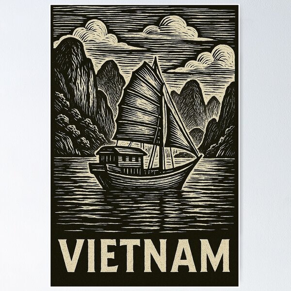 Item preview, Vietnam Linocut Style  designed and sold by Thistle-TShop.