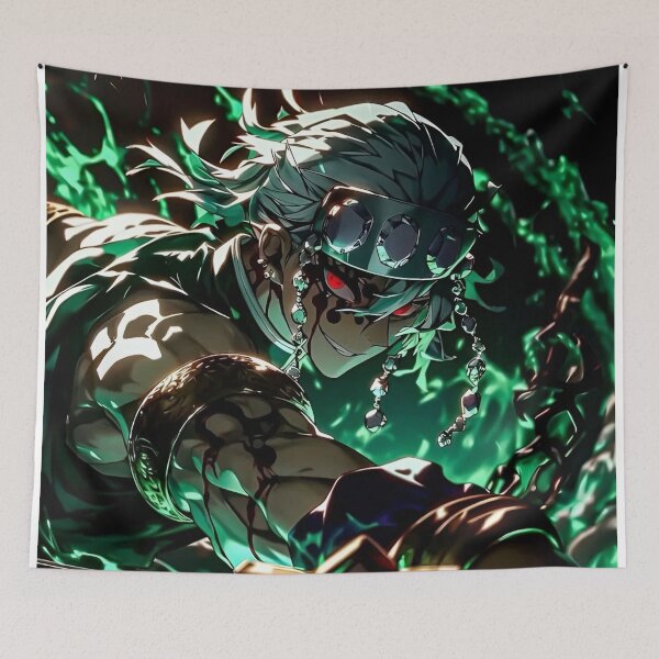 Item preview, Emerald Chaos Swordsman | Dark Anime Warrior with Green Flame Energy designed and sold by Dyan4.