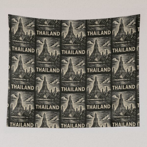 Artikelvorschau, Linolschnitt-Stil aus Thailand entworfen und verkauft von Thistle-TShop.