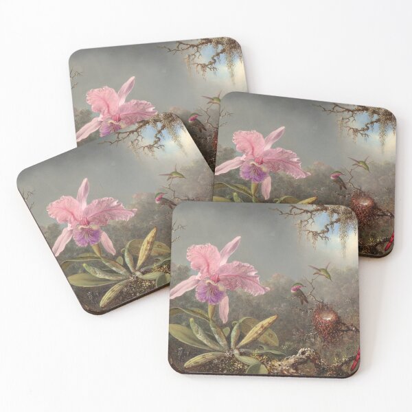 Item preview, Pink Cattleya Orchid with Hummingbirds – Vintage Jungle Floral by Martin Heade designed and sold by UBU-space.