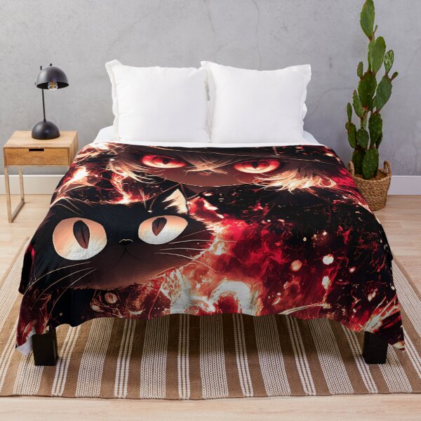 Item preview, Kawaii Gothic Black Cat Witch Casting Blazing Fire Spell with Burning Grimoire in Dark Fantasy Anime Style designed and sold by DonaldWaltersxx.
