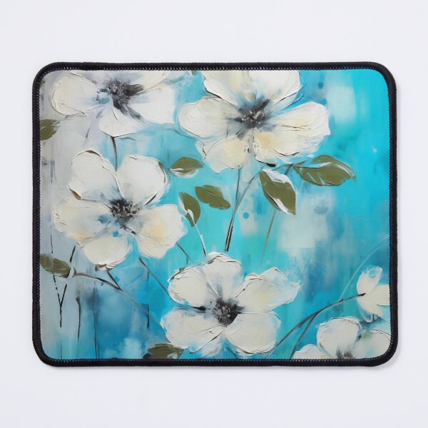 Item preview, Grunge White Flowers On Sky Blue Digital Art designed and sold by DEC02.