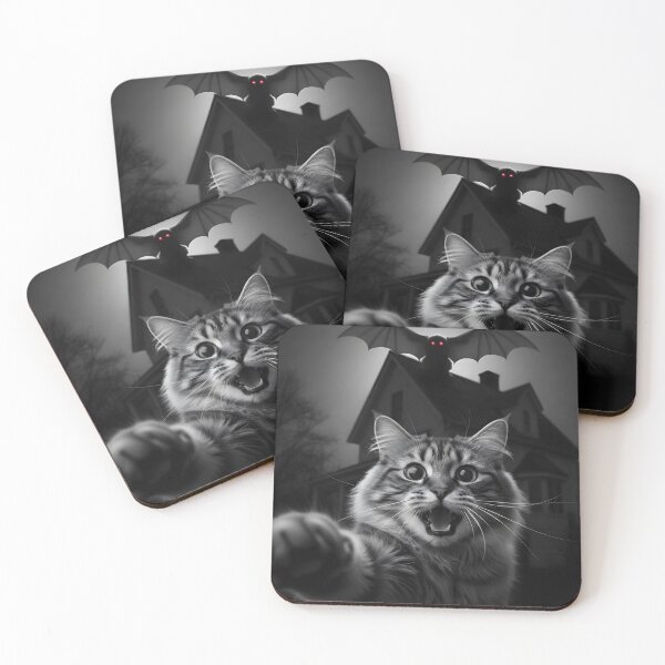 Item preview, Playful Cat with Bat Shadow T-Shirt | Halloween Noir Graphic designed and sold by KitsuneKrafts.